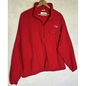 Vintage Guidewear By Cabela's Pullover Windbreaker Jacket Mens L Red 1/4 Zip‎